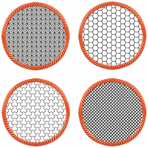 4 ITH-Stickdateien MugRug Untersetzer im Set für 10x10 cm Stickrahmen Set 09